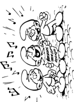 A coloring page of the smurfs